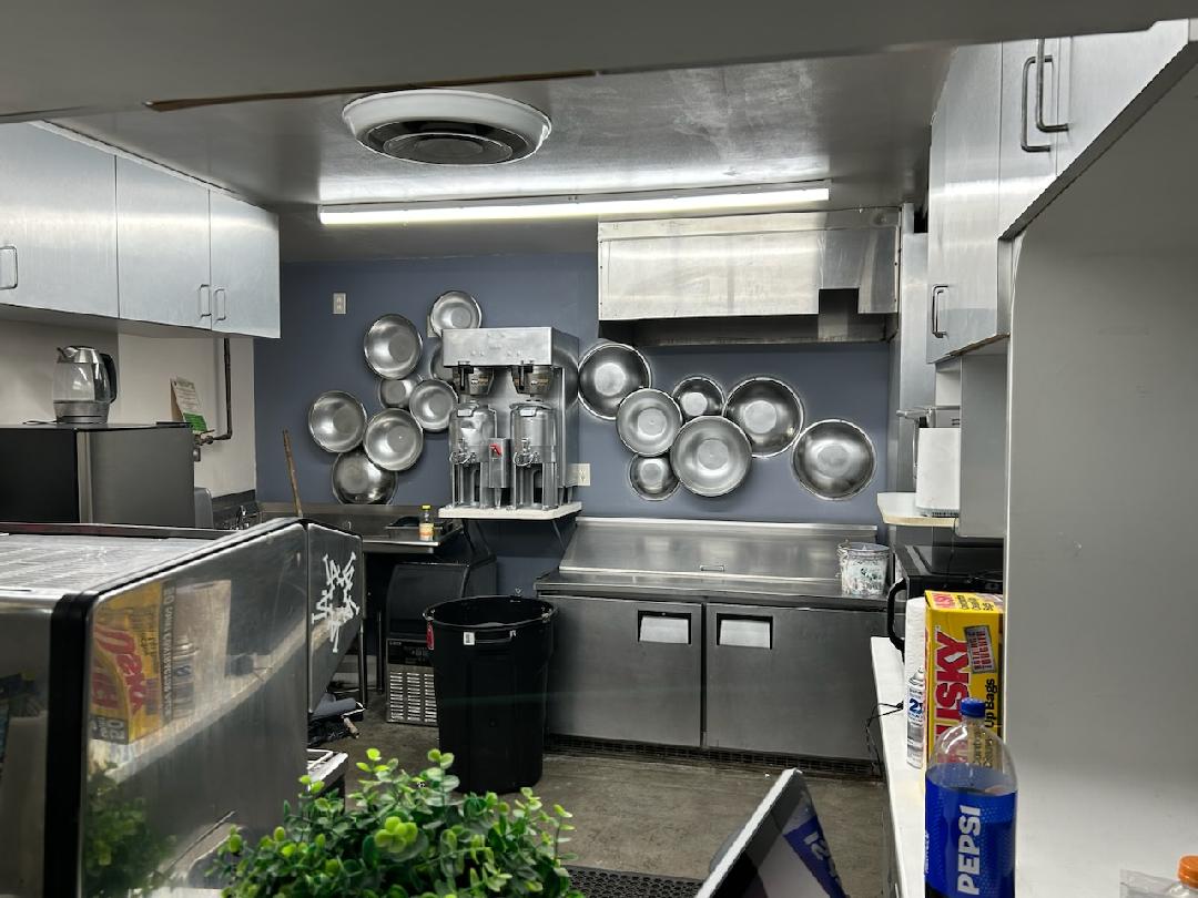 The stainless steel catering prep kitchen