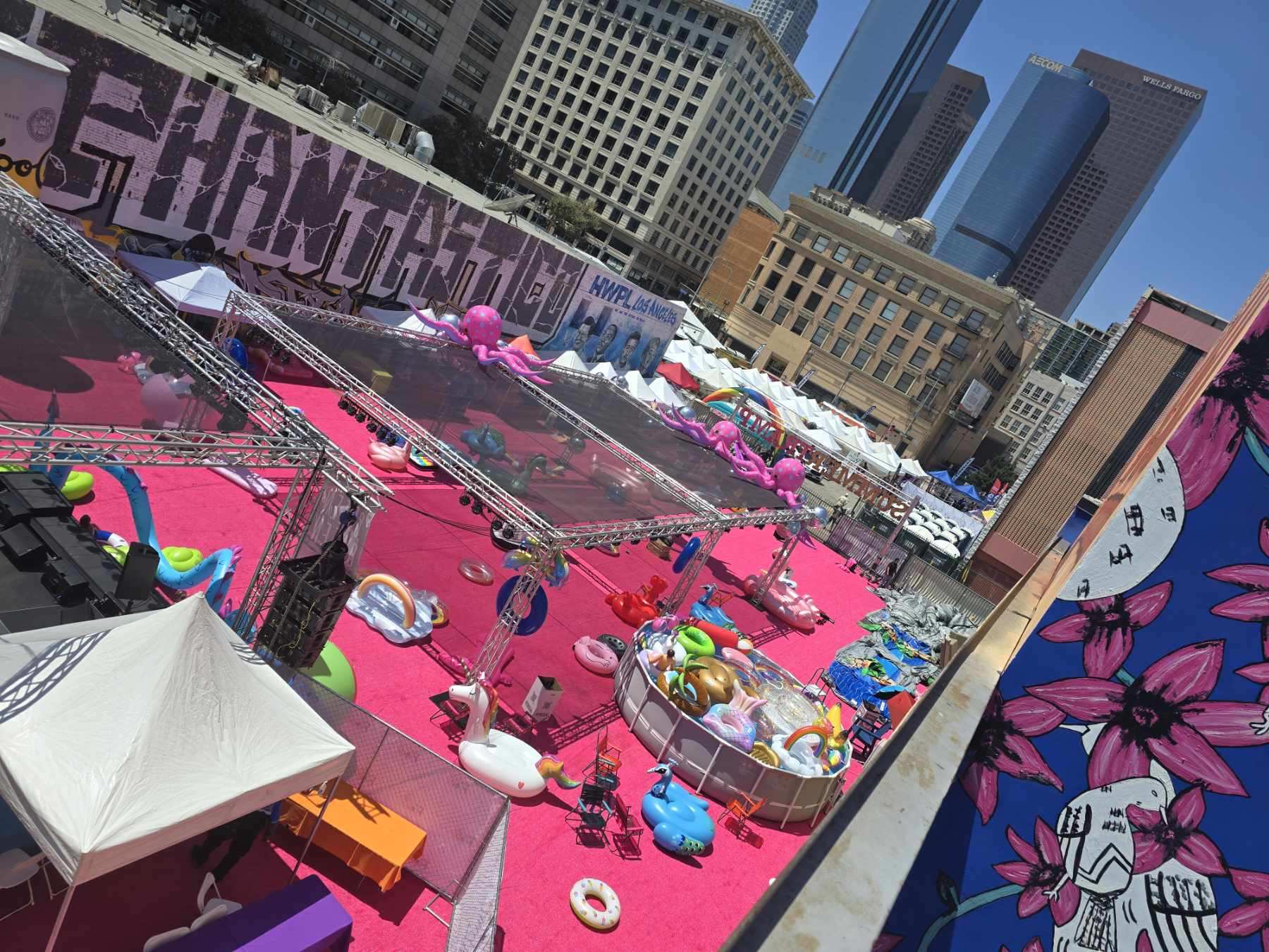 A large-scale brand activation on the roof deck above Downtown